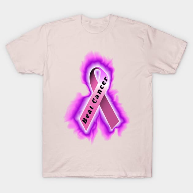 pink breast cancer ribbon T-Shirt by DrewskiDesignz